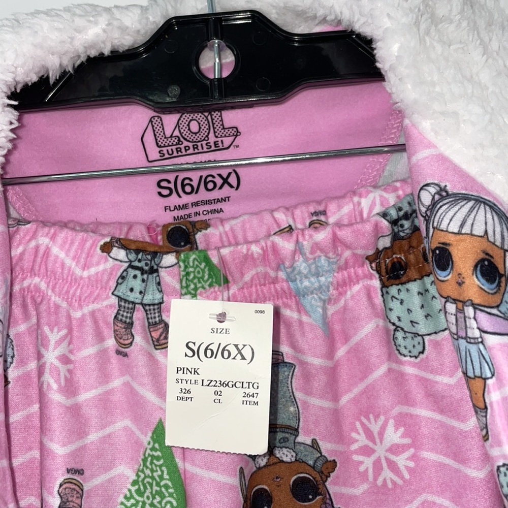 New Lol girls  pink 2pc pajama set sz s 6/6x - Picture 4 of 5